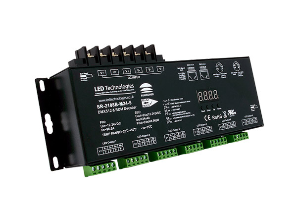 LED Waterproof DMX512 and RDM Decoder - 4 Channel - 5 Amp - 12-36V -  Digital Display