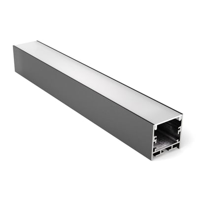 ModularLite square aluminium LED profile with diffuser and visible channel end