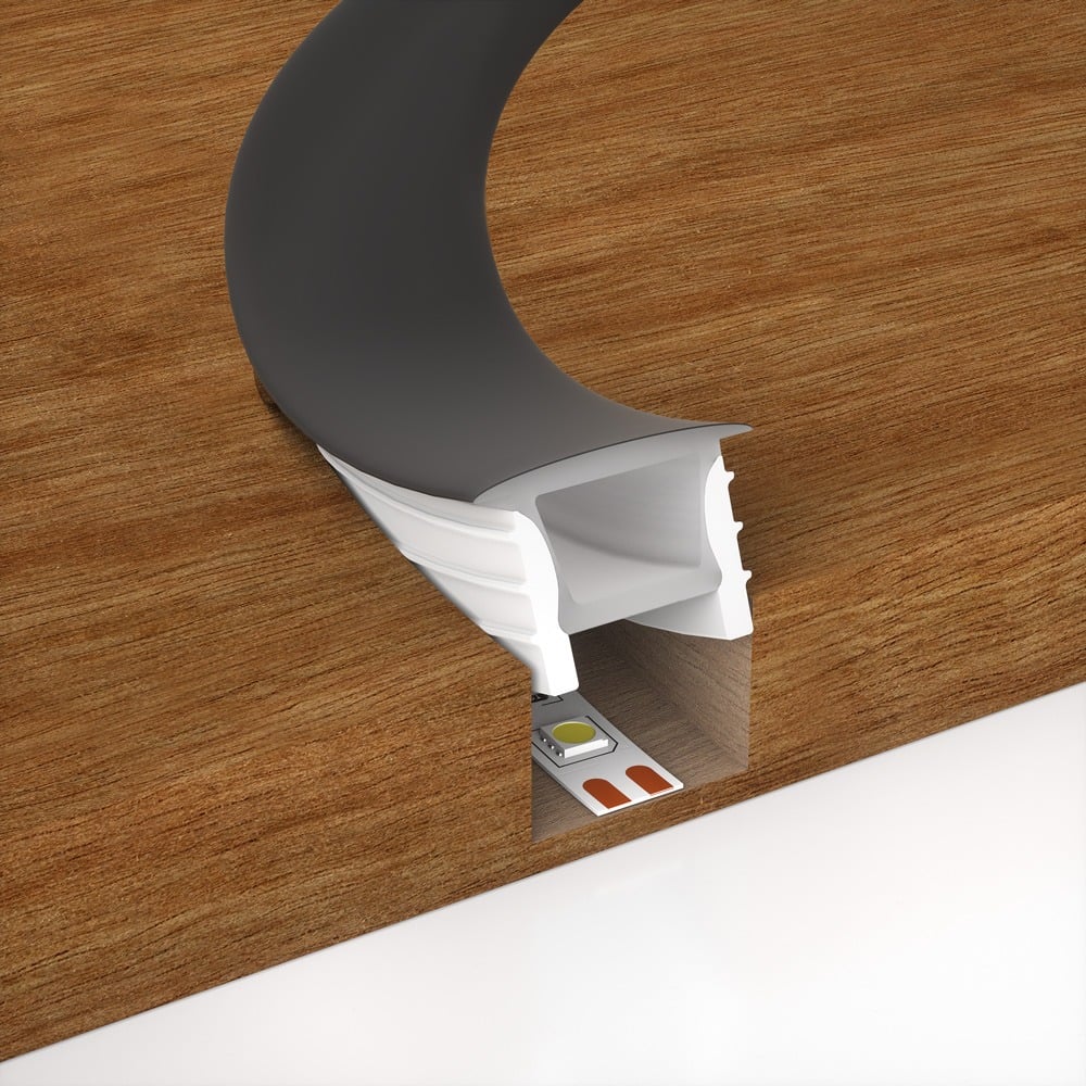 Embedded Black Silicone Neon Flex Diffuser For LED Strips (20x20mm) 5 MTR Roll Thumbnail