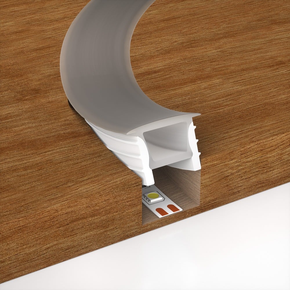 Embedded Grey Silicone Neon Flex Diffuser For LED Strips (20x20mm) 5 MTR Roll Thumbnail