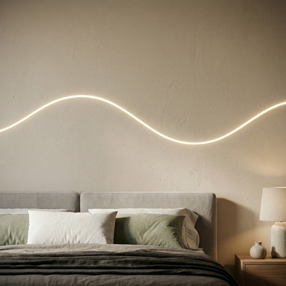 LED profile shown in situ as part of a completed interior lighting installation