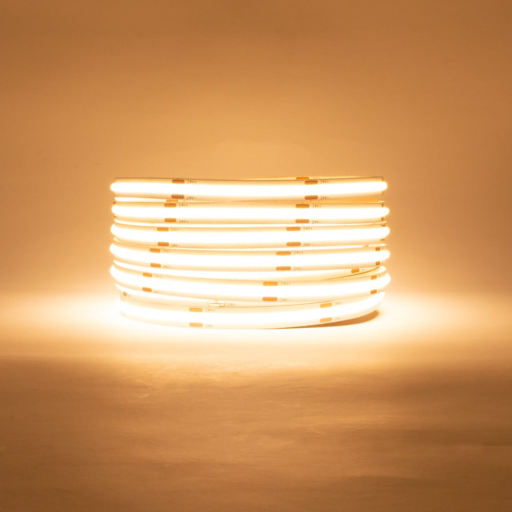 Warm White COB LED Strip Light lit