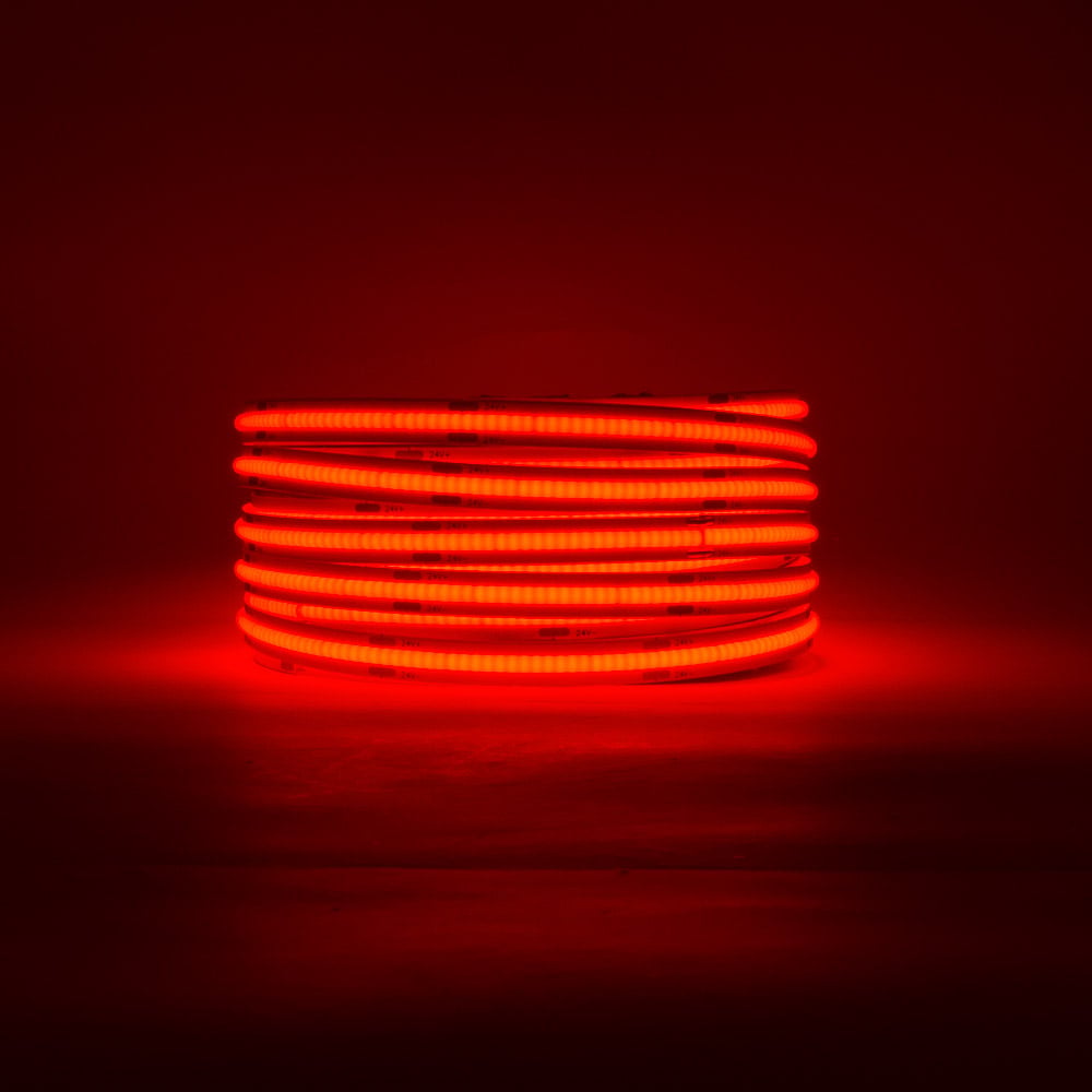 Red Single COB LED Strip Light Lit
