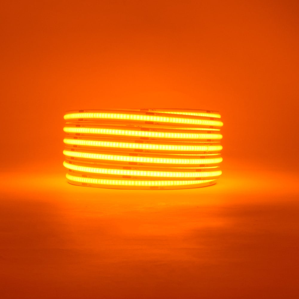 Orange Single COB LED Strip Light lit
