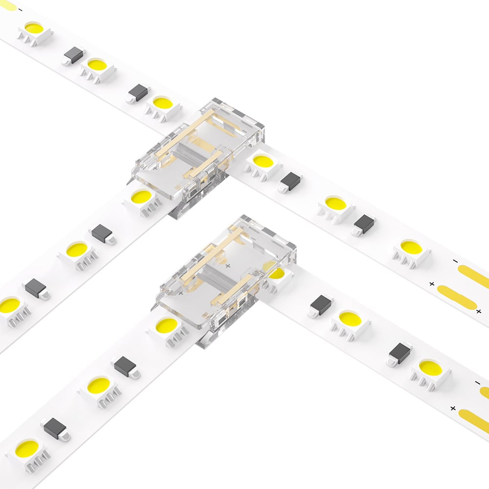 2 Pin T & L Shape Clip Connector for IP20 Single Colour 8mm COB & High Density SMD Strip Pack of 5 SMD
