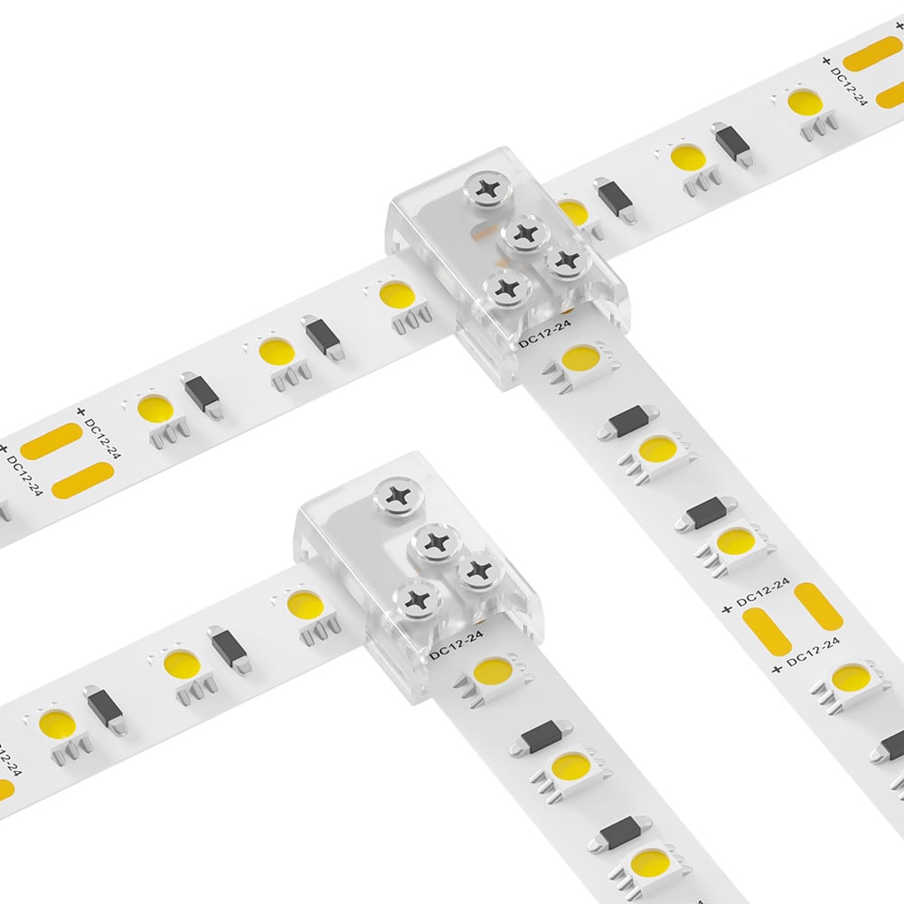 2 Pin T & L Shape Screw Connector for IP20 Single Colour 8mm COB & SMD Strip Pack of 5 SMD