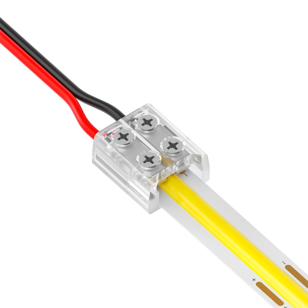2 Pin Strip to Wire Screw Connector for IP20 Single Colour 8mm COB & SMD Strip Pack of 5 COB