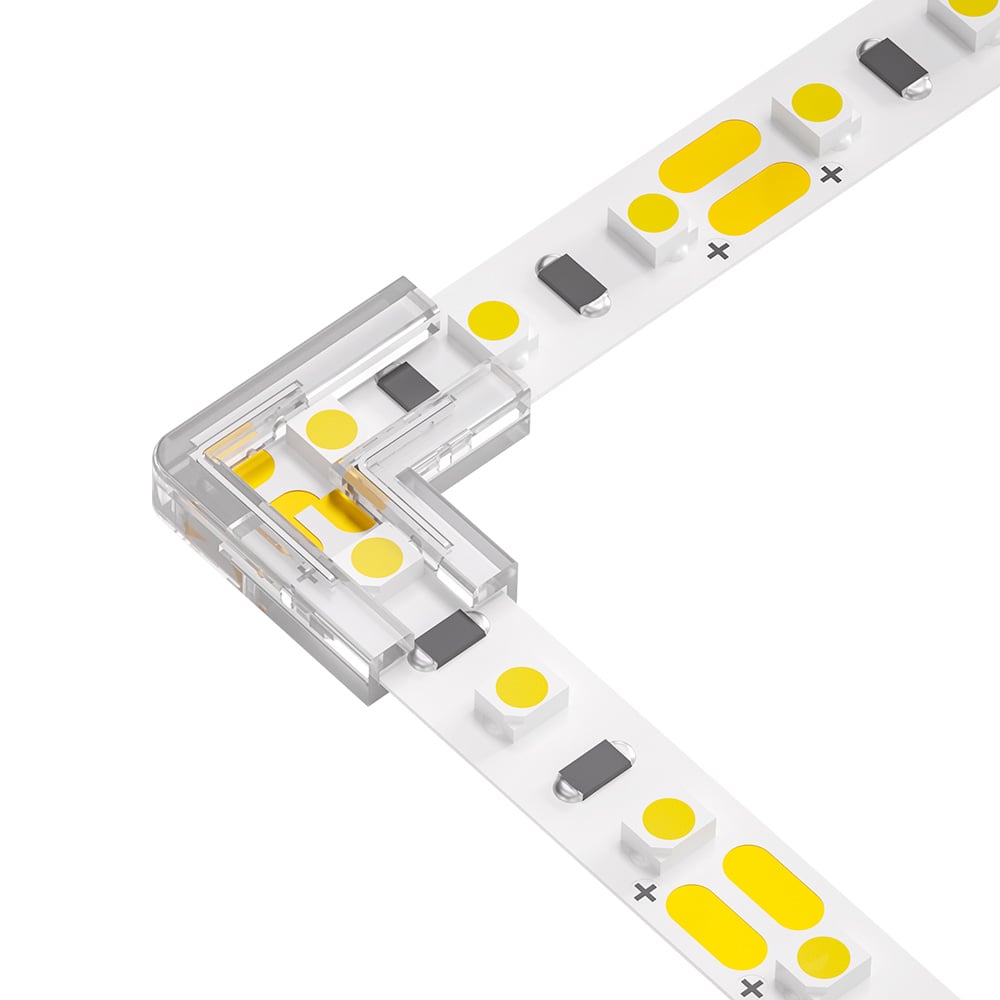 2 Pin Strip to Strip L Shape Corner Beetle Clip Connector for IP20 8mm Single Colour COB Pack of 5 SMD