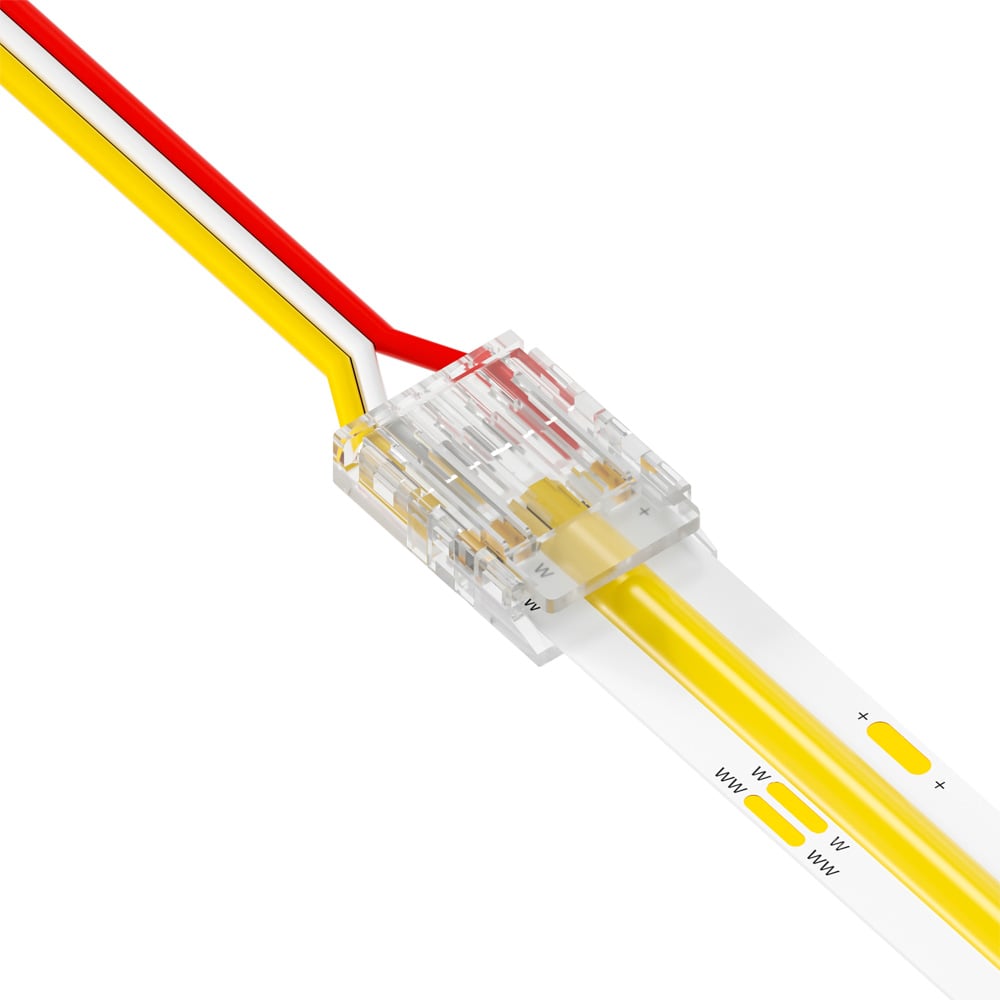 3 Pin Strip to Power Clip Connector for IP20 CCT 10mm COB Strip Pack of 5