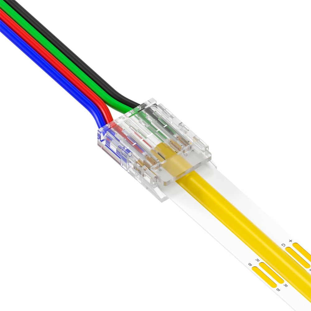 4 Pin Strip to Power Clip Connector for IP20 RGB 10mm COB Strip Pack of 5