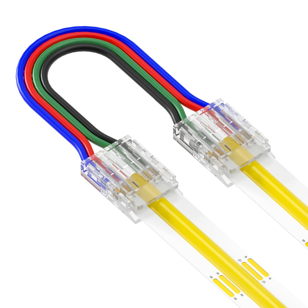 4 Pin Strip to Strip Bridge Clip Connector for IP20 RGB 10mm COB Strip Pack of 5