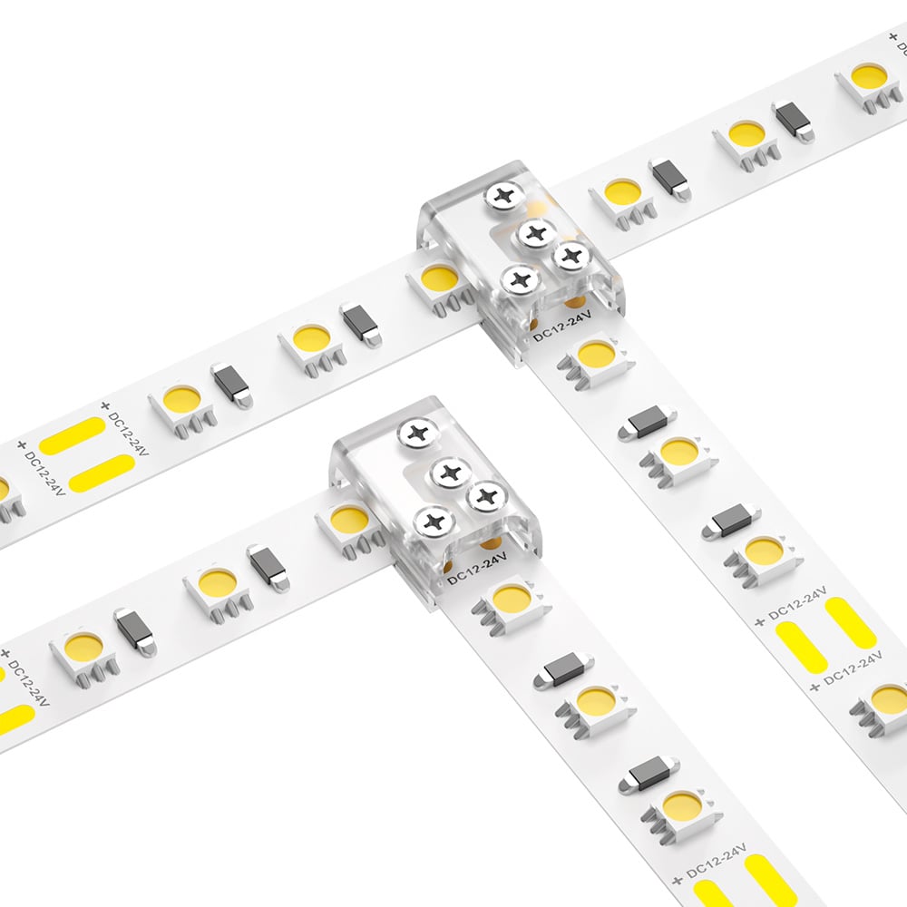 2 Pin T & L Shape Screw Connector for IP20 Single Colour 10mm COB & SMD Strip Pack of 5 SMD