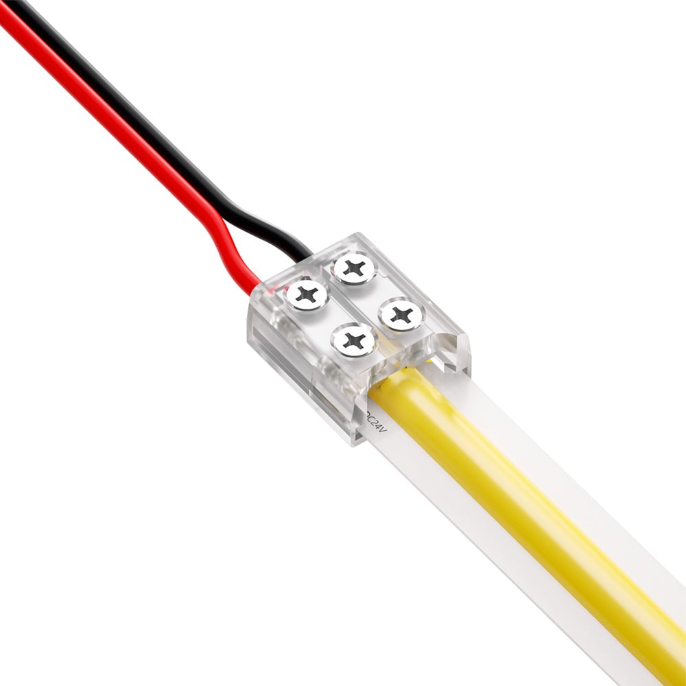 2 Pin Strip to Wire Screw Connector for IP20 Single Colour 10mm COB & SMD Strip Pack of 5 COB