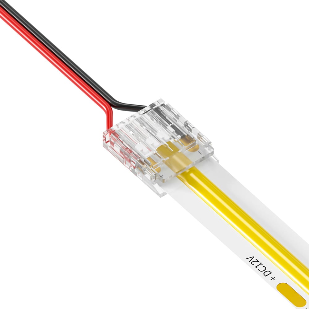 2 Pin Strip to Power Clip Connector for IP20 Single Colour 12mm COB & SMD Strip Pack of 5 COB