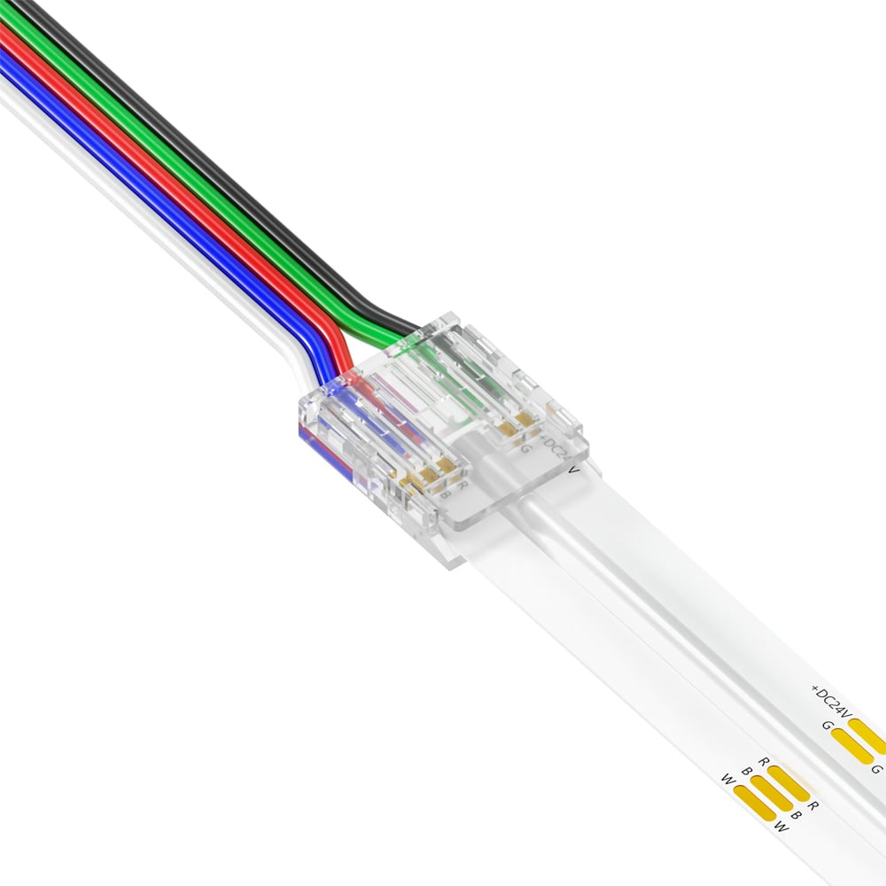 5 Pin Strip to Power Clip Connector for IP20 RGBW 12mm COB Strip Pack of 5 COB