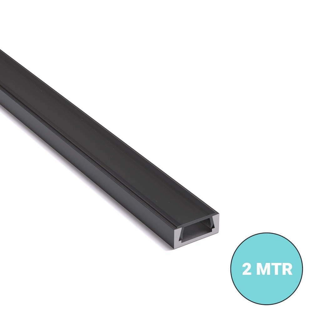 Mini Lip Raised Black LED Profile 2 MTR With Black Diffuser