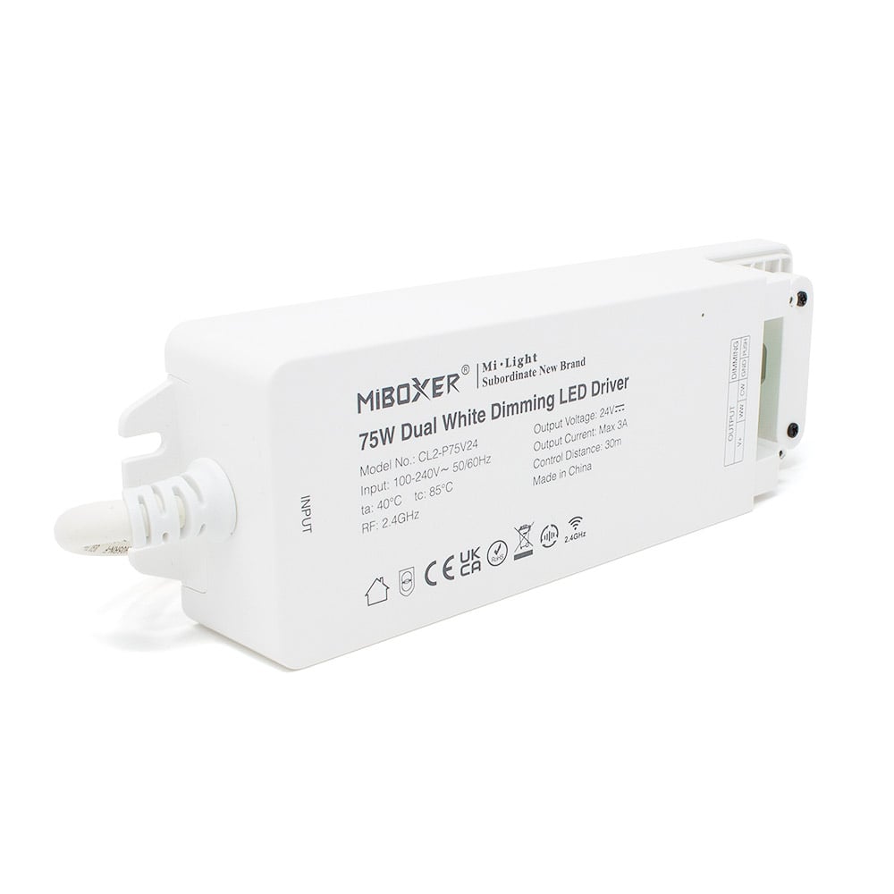 CL2P75V24 MiBoxer 2.4GHz 75W Dual White Dimming LED Driver Front No Wire