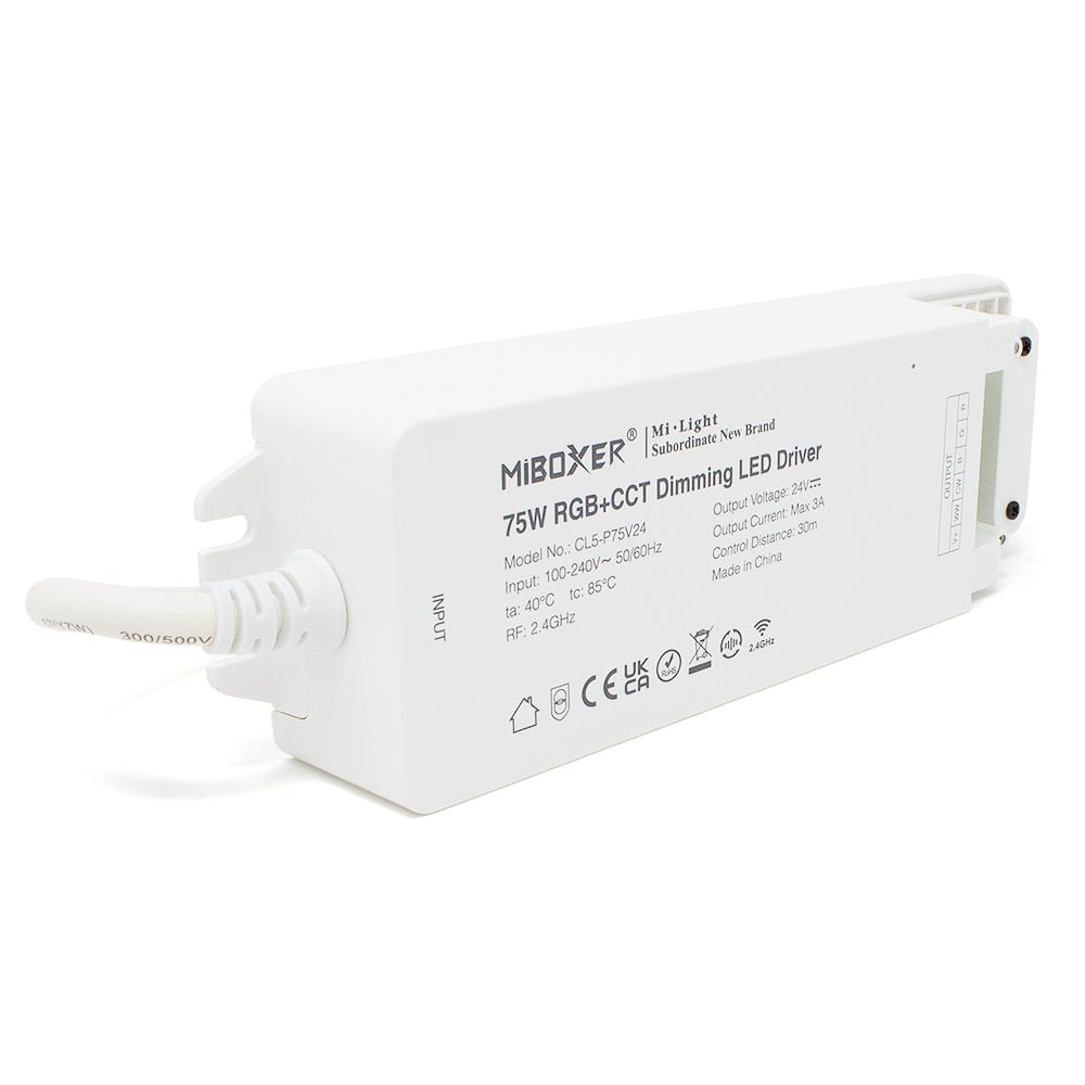 CL5P75V24 MiBoxer 2.4GHz 75W RGB+CCT Dimming LED Driver Front No Wire
