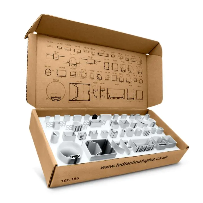 LED Profile Sample Box 1- Angled Box Open