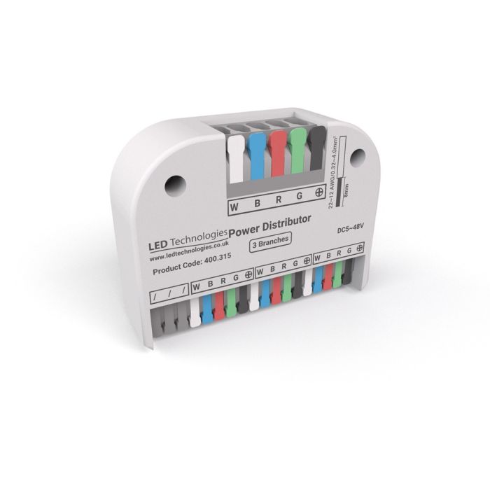 RGBW High Power 3-Way Power Distributor 1x Input to 3 x Outputs main product photo