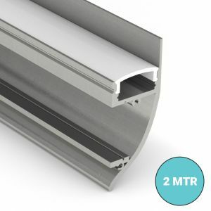 aluminium dado rail led profile with clip in diffuser on white background