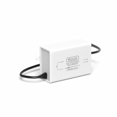 white plastic 30w 24v led driver on white background