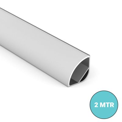 Large Corner LED Profile with clip in diffuser on white background