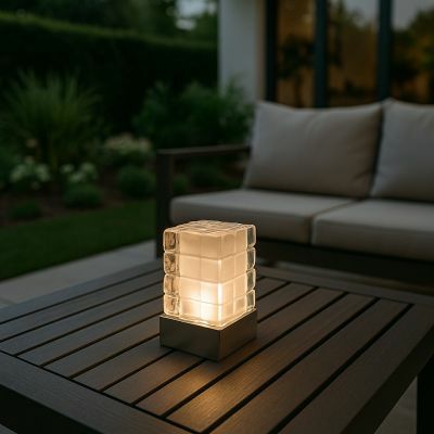Crystal Tower Tiles Cordless LED Table Lamp