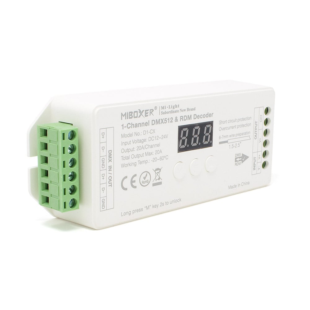 D1CX MiBoxer 1 Channel Constant Voltage DMX512 & RDM Decoder Thumbnail