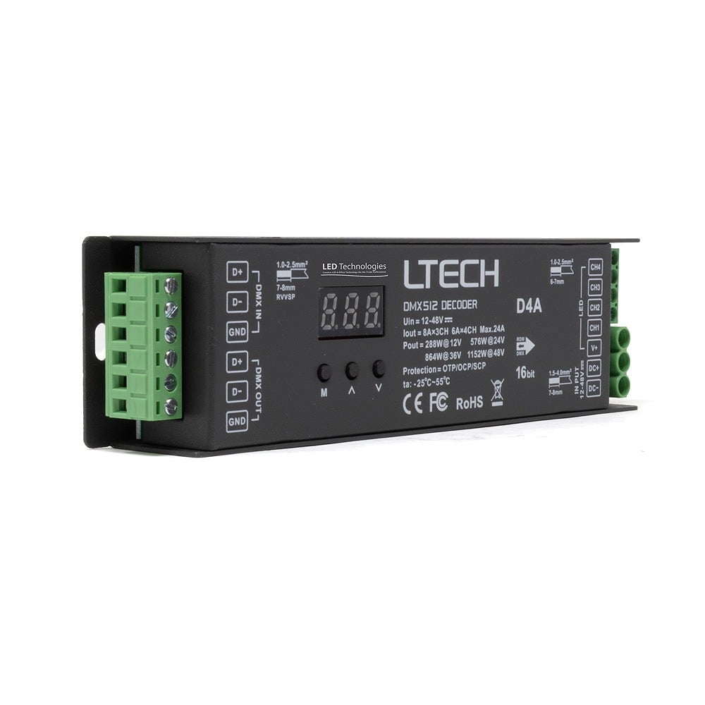 LTECH Constant Voltage 4 Channel DMX/RDM Decoder