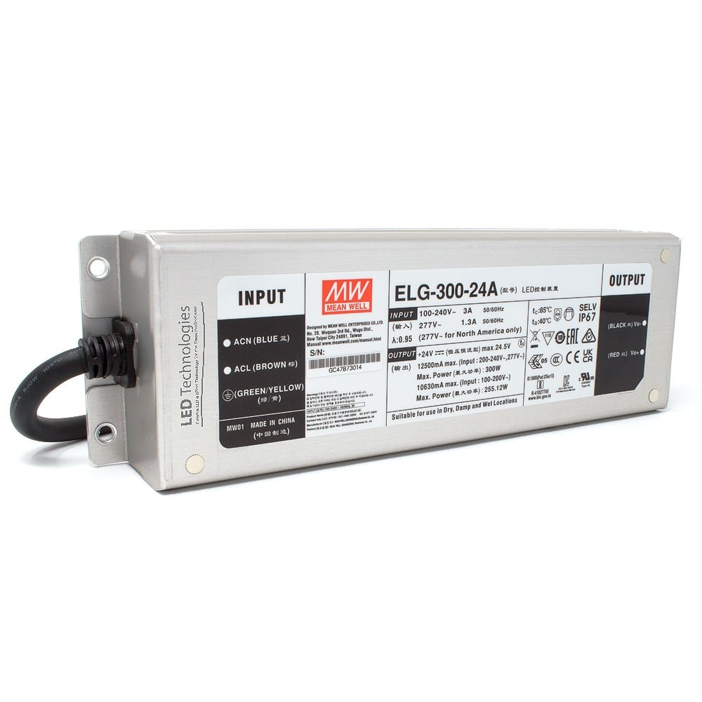 MEAN WELL | ELG-300-24A Power Supply (24V, 300W Constant Voltage)