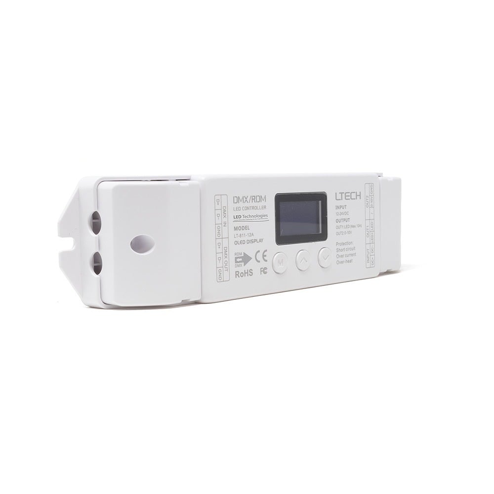 LTECH 12A 16-Bit DMX512 / RDM to PWM & 0-10V LED Decoder