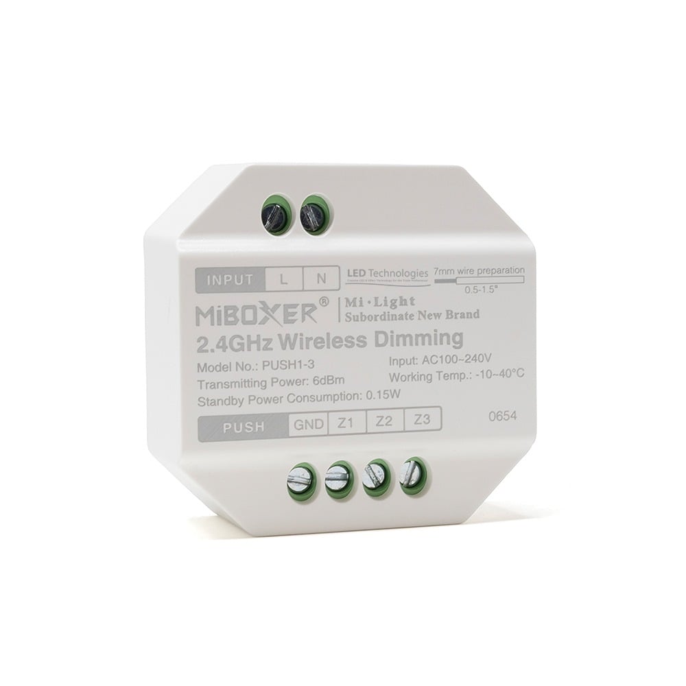 PUSH1-3 MiBoxer Single Colour Push Dimmer (AC100-240V) 