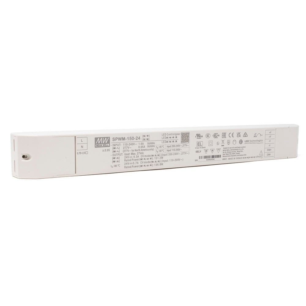 MEAN WELL | SPWM-150-24 150W 24V 0-10V 3-in-1 Dimming PWM LED Driver