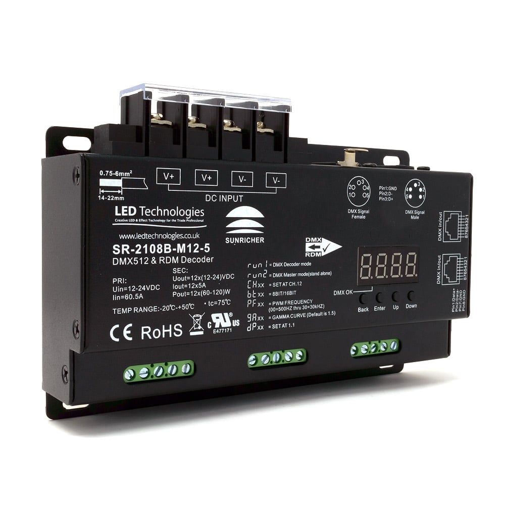Sunricher Ultra-Pro 12 Channel DMX Decoder with RDM & Master Mode