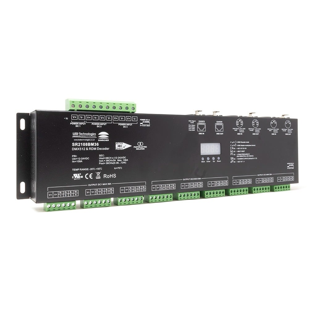 Sunricher DMX Ultra-Pro 36 Channel DMX Decoder with RDM & Master Mode