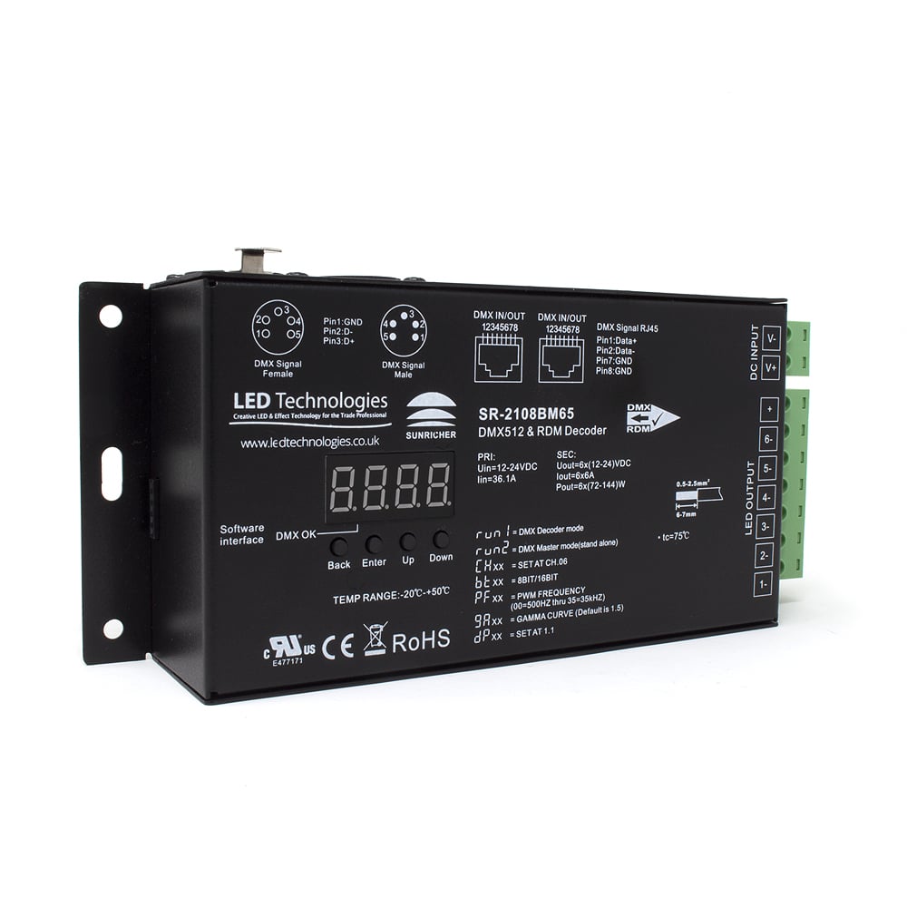 Sunricher DMX Ultra-Pro 6 Channel DMX Decoder with RDM Master Mode
