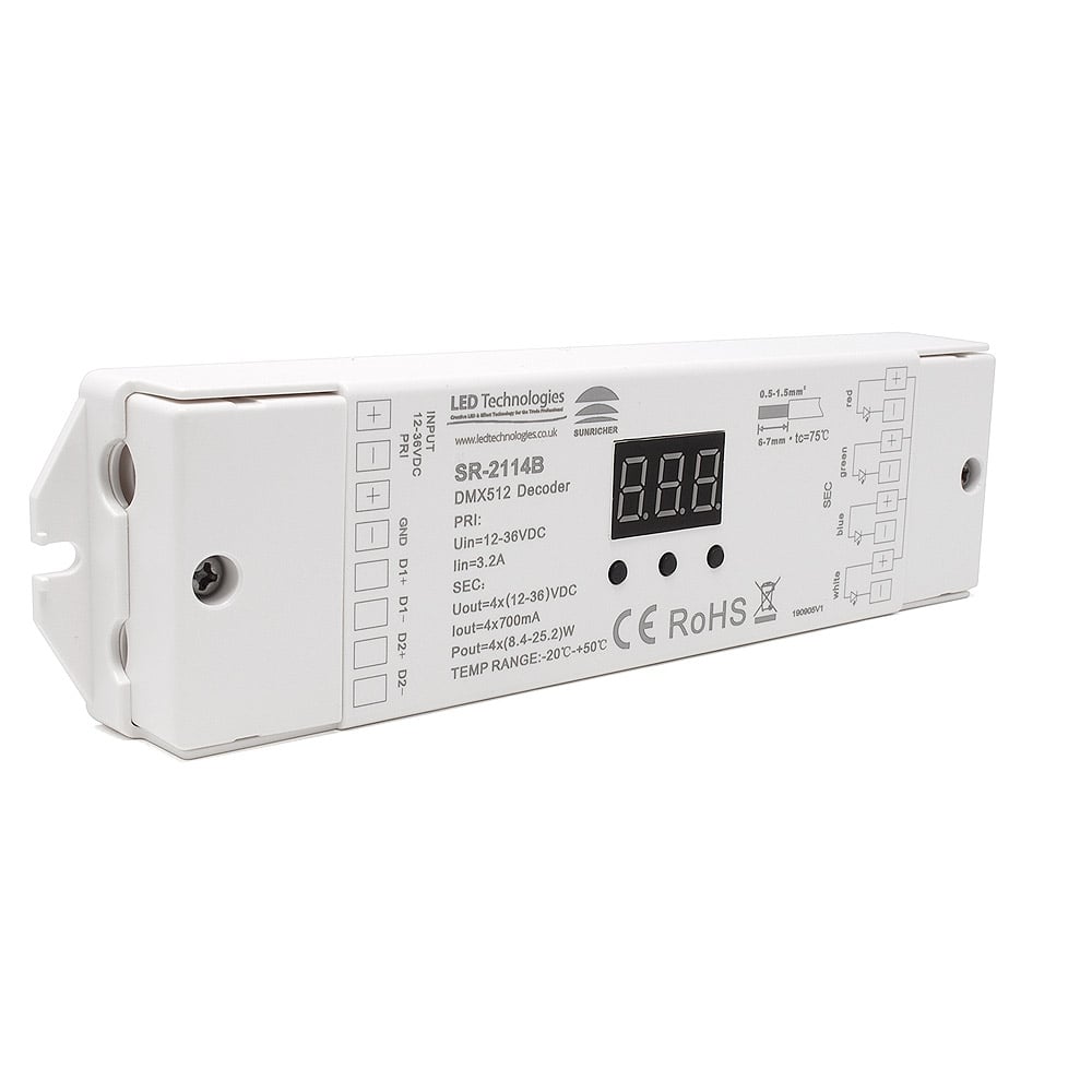  Sunricher DMX Four Channel (4 x 700mA) Constant Current DMX Decoder