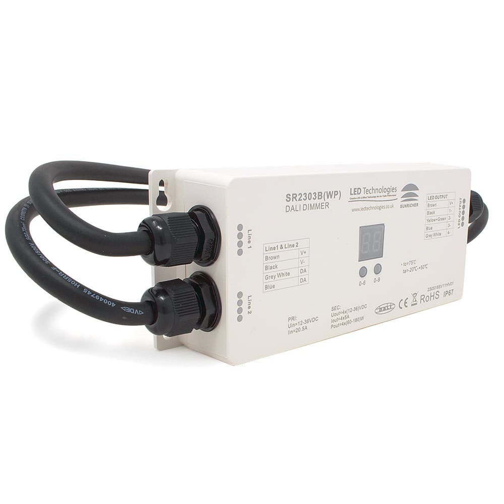 Sunricher DALI Four Channel DALI-2 DT6 Dimmer IP67 Input Lines