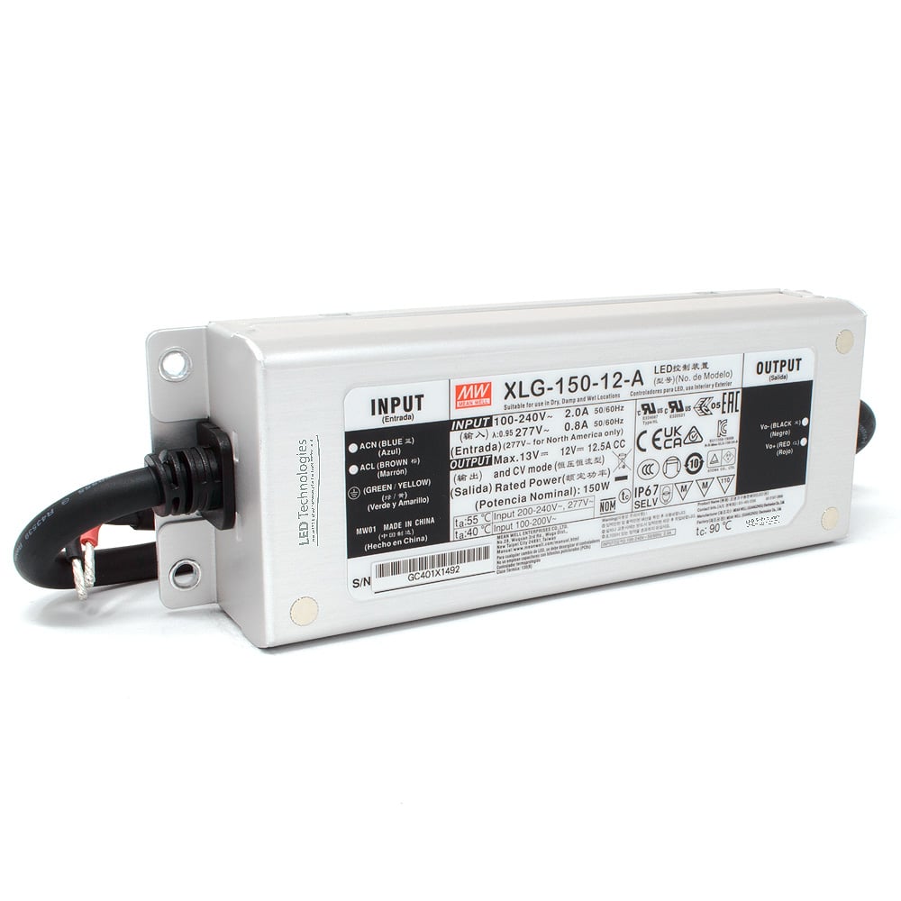 MEAN WELL | XLG-150-12-A Power Supply (12V, 150W Constant Voltage)