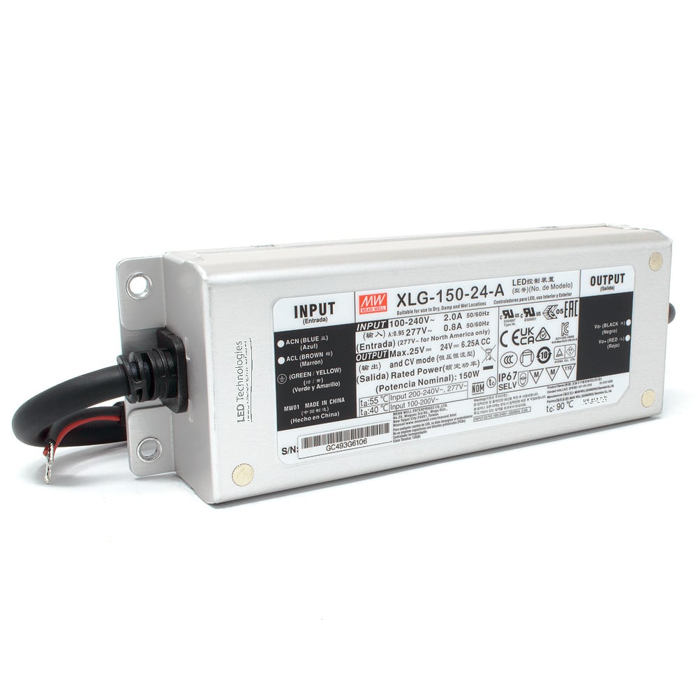 MEAN WELL | XLG-150-24-A Power Supply (24V, 150W Constant Voltage)