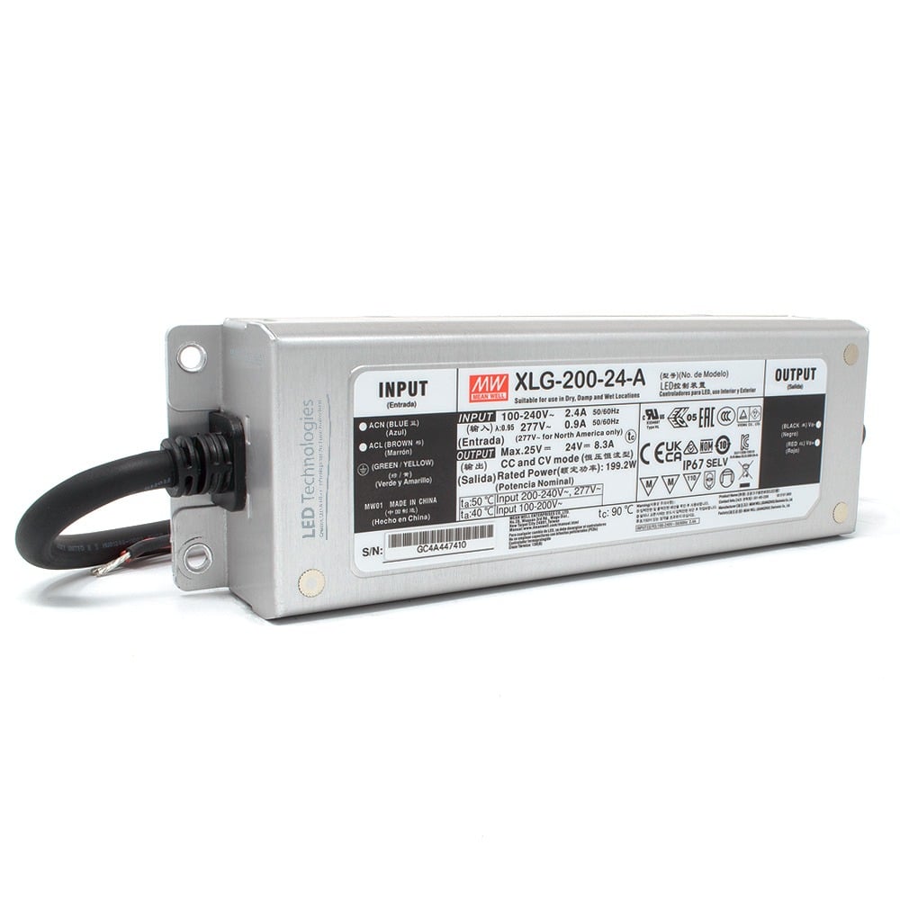 MEAN WELL | XLG-200-24-A Power Supply (24V, 200W Constant Voltage)