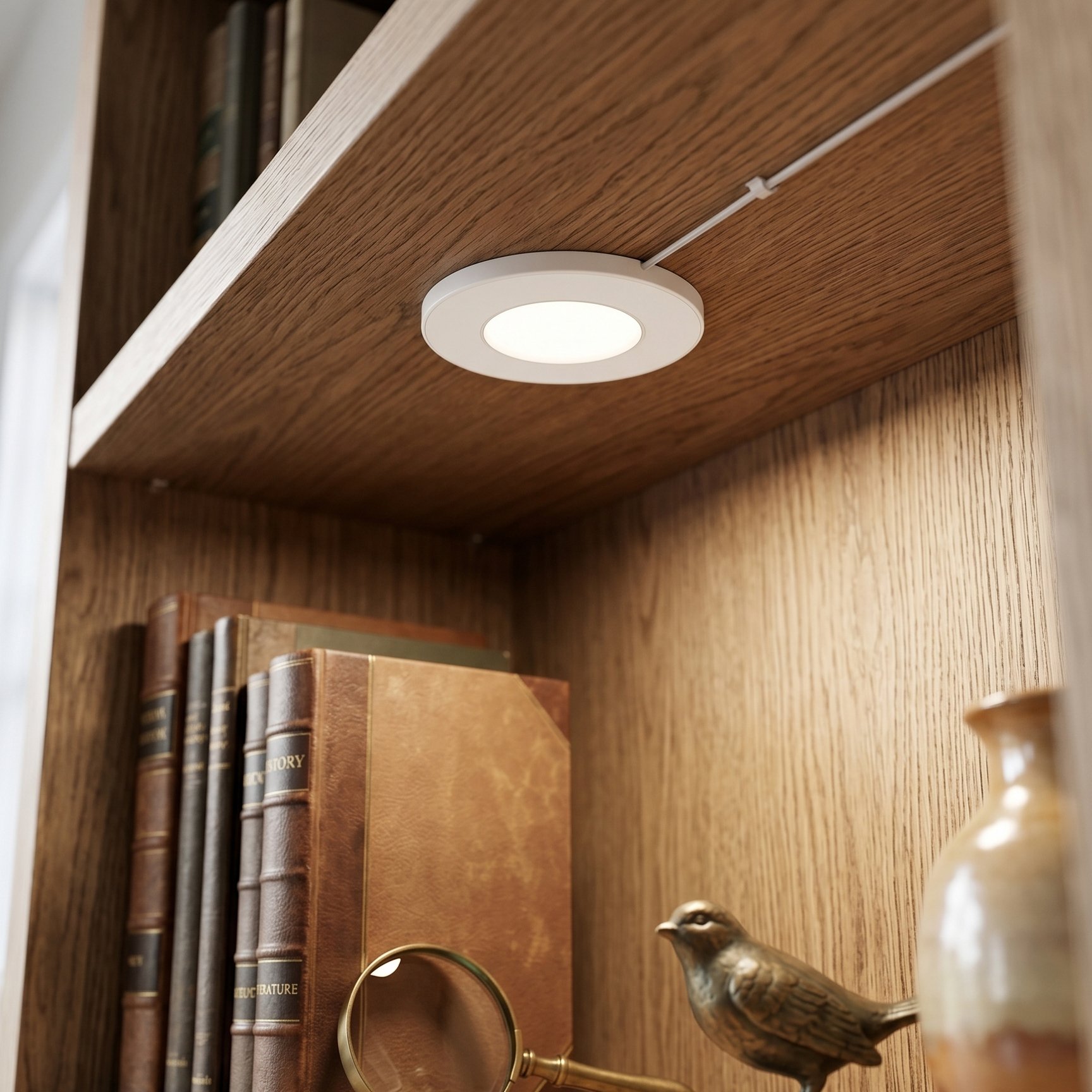 Simpilio™ CCT cabinet puck showing an adjustable white light setting
