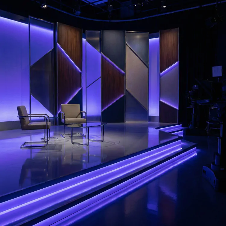 News desk LED strip light installation