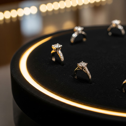 Flexible LED neon installed in retail shelving unit — warm white illumination using NEOLINEAR Nano