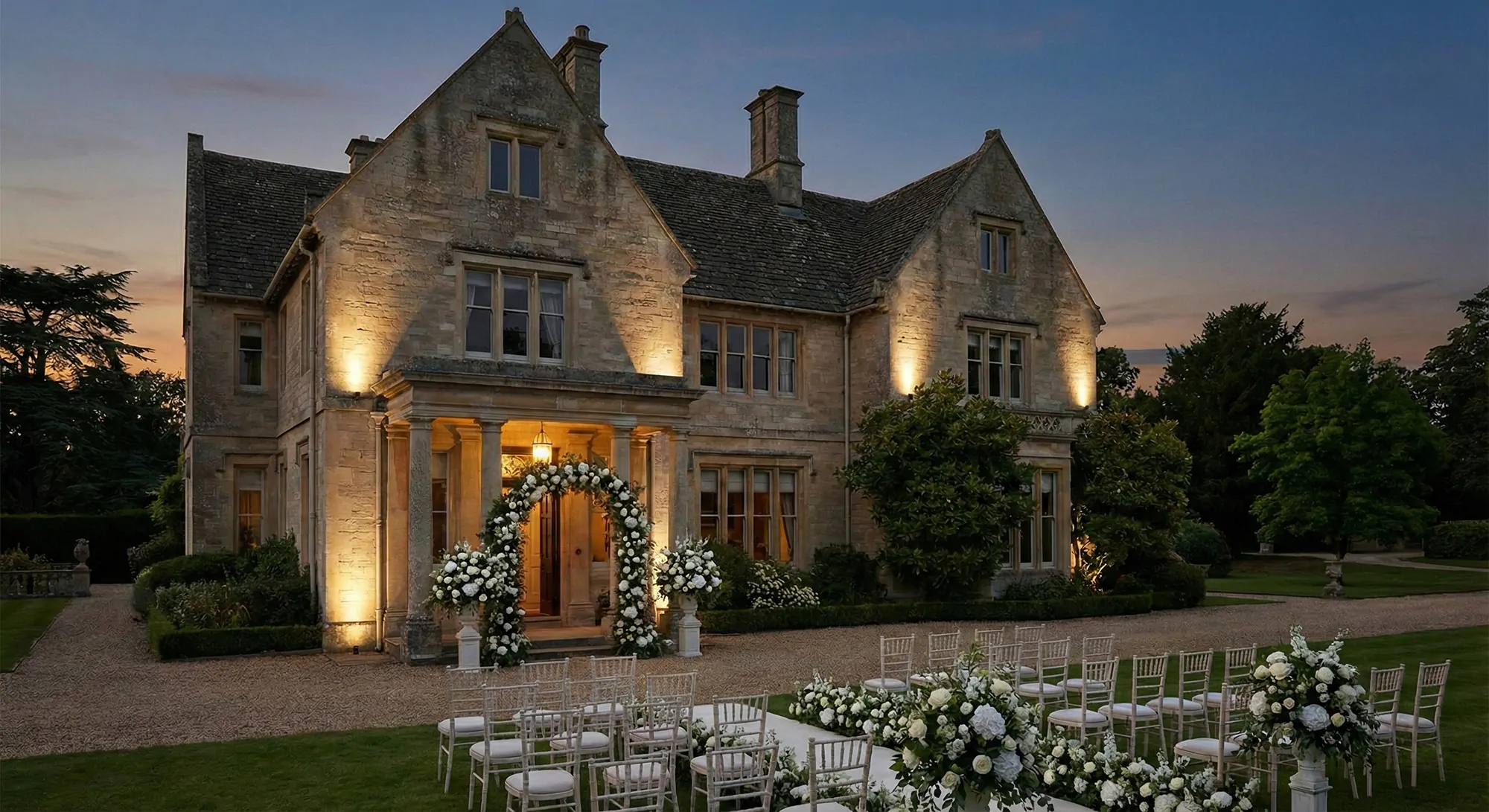 Outdoor wedding lighting