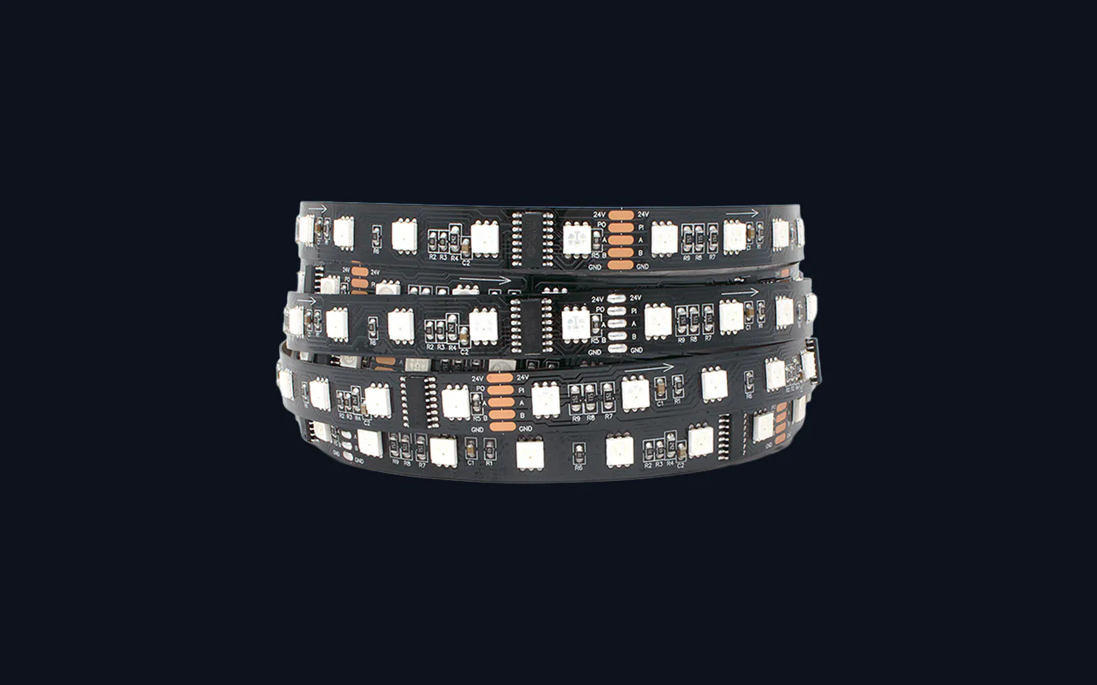 Pixel HD Black PCB IP20 animated LED strip for stage set design