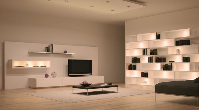 Living Room with warm white LED lighting