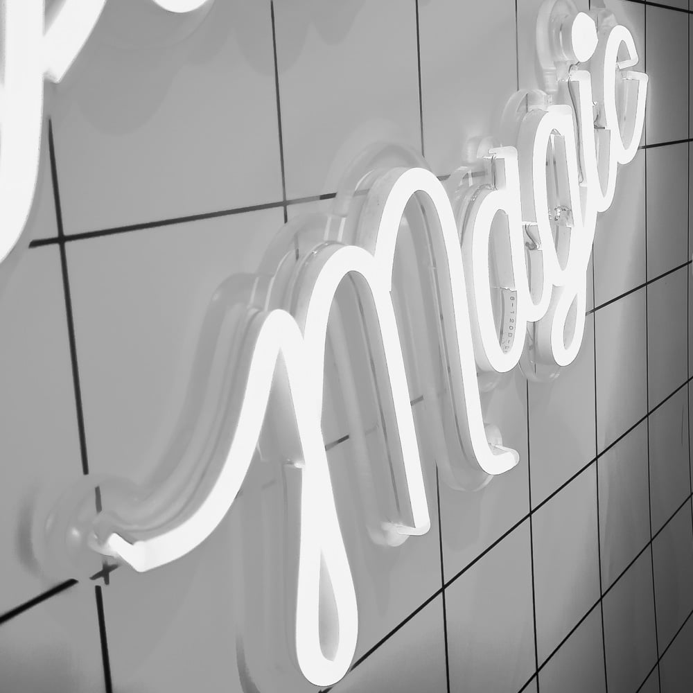 Black and white Magic custom LED neon sign