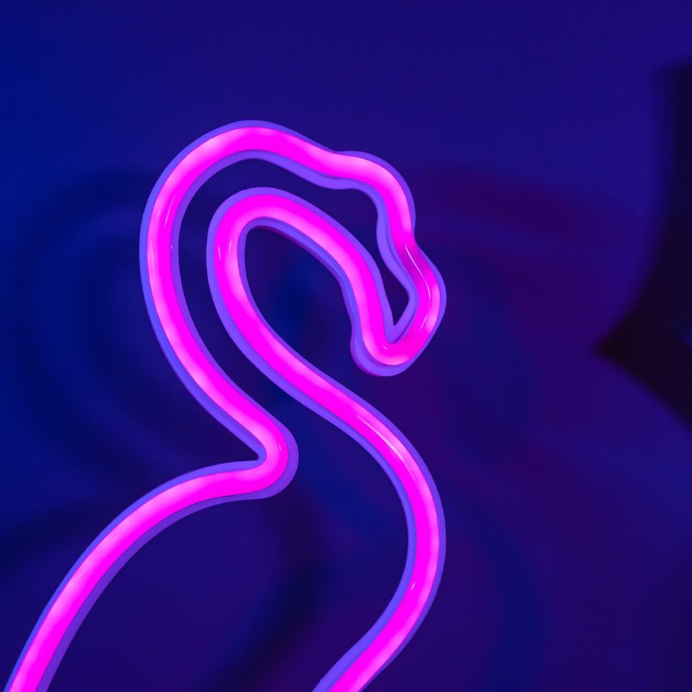 Summer pink flamingo and monstera leaf custom LED neon sign